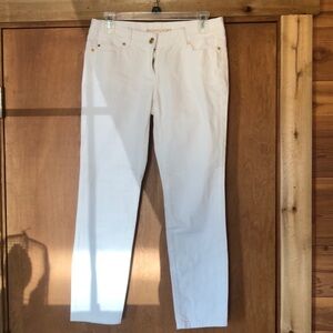 Michael Kors white jeans with gold accents